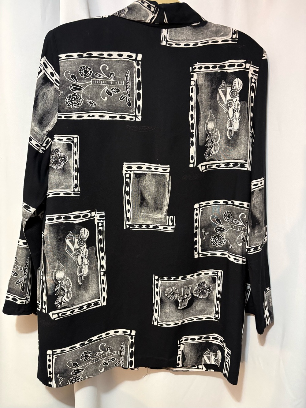 Women's Black & White Graphic Print Blazer Jacket #2433 - Picture 7 of 9